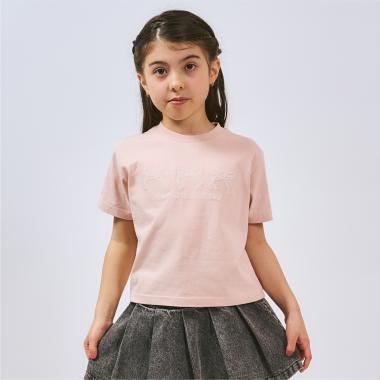 【プチプラ】【綿100%】バックハート・ドーナツプリント半袖Tシャツ