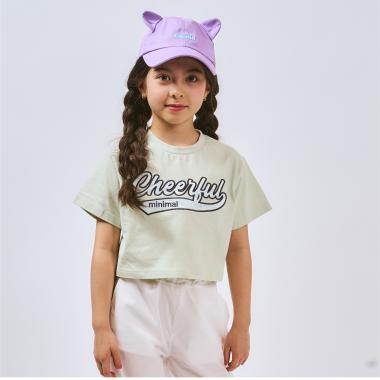 【綿100%】ロゴアップリケクロップド半袖Tシャツ