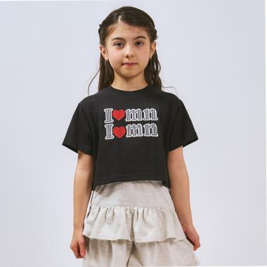 【綿100%】ロゴアップリケクロップド半袖Tシャツ