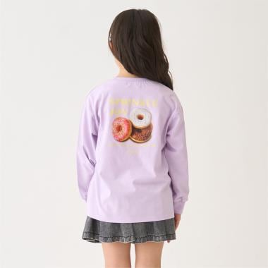 【綿100%】【防汚】ドーナツフォトプリント長袖Tシャツ
