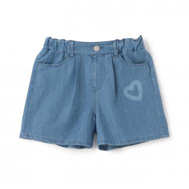 【接触冷感】ハートスプレーデニムショートパンツ