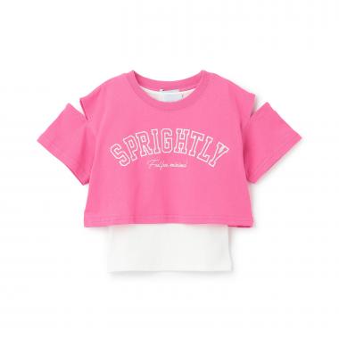 【インナーつき】肩あきクロップド半袖Tシャツ