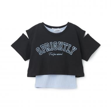 【インナーつき】肩あきクロップド半袖Tシャツ