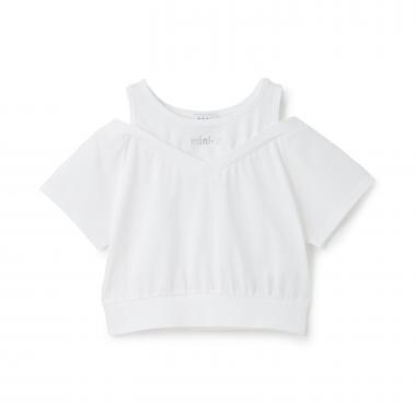 【C/100％】\n肩あきレイヤード半袖Tシャツ