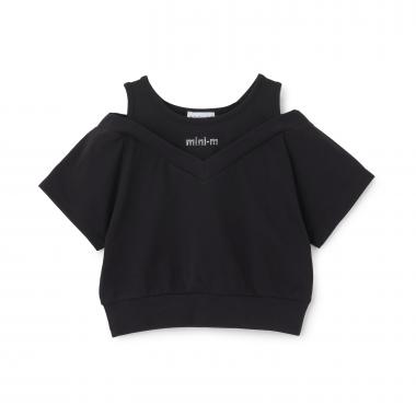 【C/100％】\n肩あきレイヤード半袖Tシャツ