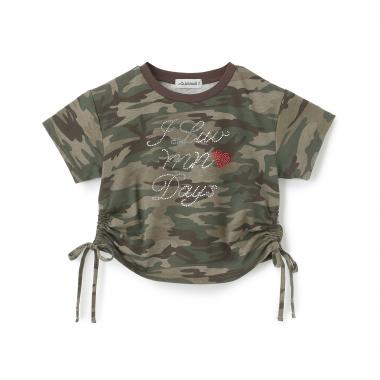ラインストーンロゴドロスト半袖Tシャツ