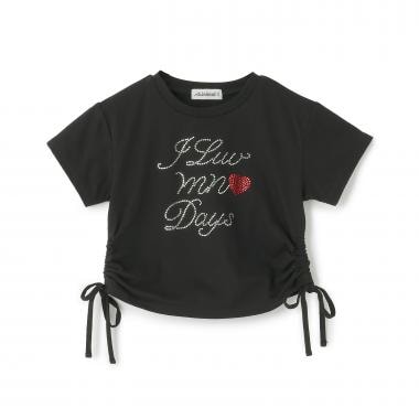 ラインストーンロゴドロスト半袖Tシャツ