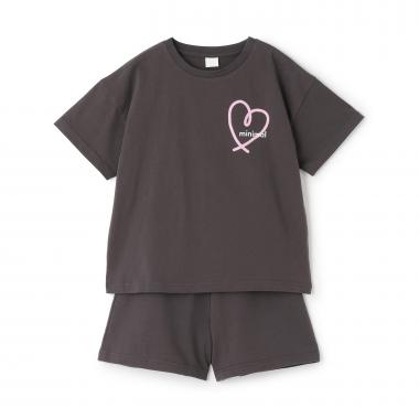 【綿100】スプレーバックプリント半袖Tシャツセットアップ