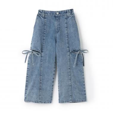 デニムスリットワイドパンツ