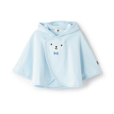 スムースクマアップリケ刺しゅうマント