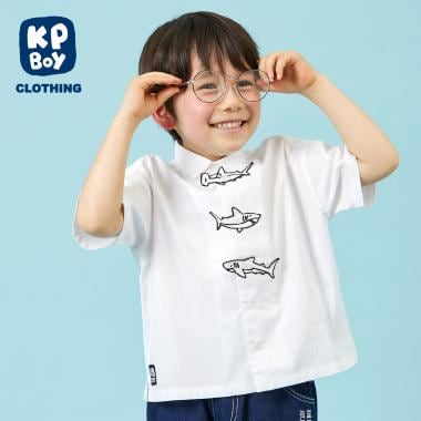 シャークワッペン シャンブレー 半袖シャツ