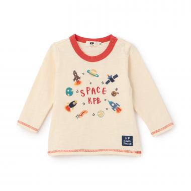 宇宙の乗り物刺しゅう 長袖Ｔシャツ