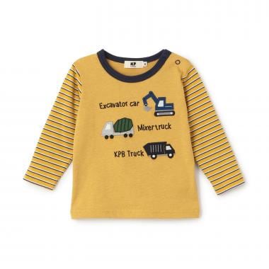 働く車アップリケ 長袖Ｔシャツ