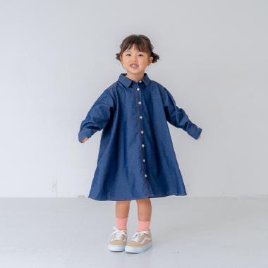 デニムフレアシャツワンピ