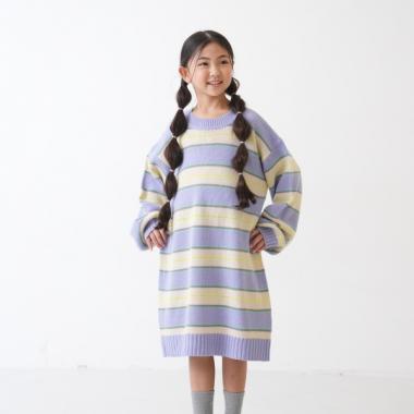【リンク】【洗濯機可】ボーダーニットワンピース