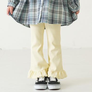 【防汚加工】裾フリルリブパンツ