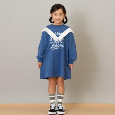 フリンジ付きプリントワンピース