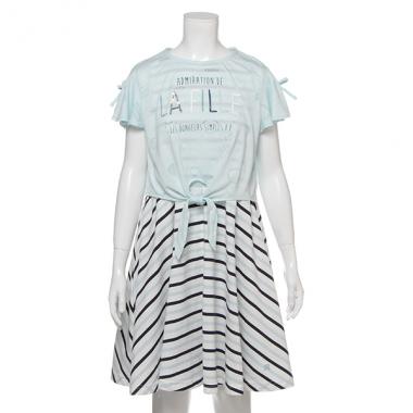 透けTシャツ×ボーダーワンピースセット