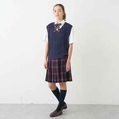 【卒服】【家庭洗濯可】24本チェックプリーツスカート