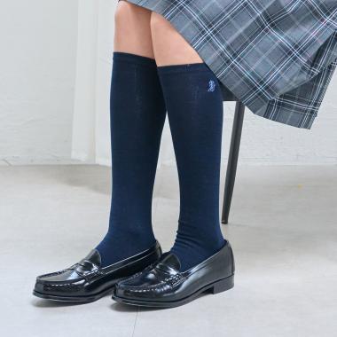 【卒服】ワンポイント刺しゅうハイソックス