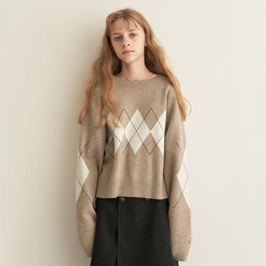 【AMI】２WAYアーガイルニット