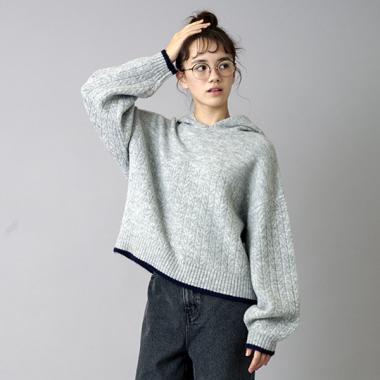 【AMI】ケーブルニットパーカ