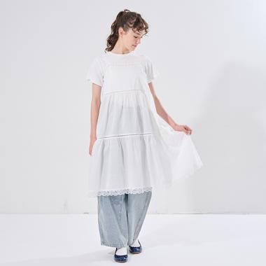 【AMI】コットンレースキャミワンピース×Tシャツセット