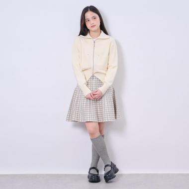 【AMI】ダブルジップニットカーデ×チェックマーメイドスカート