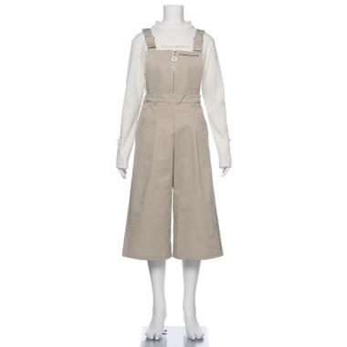 ハーフジップサロペットワイドパンツ