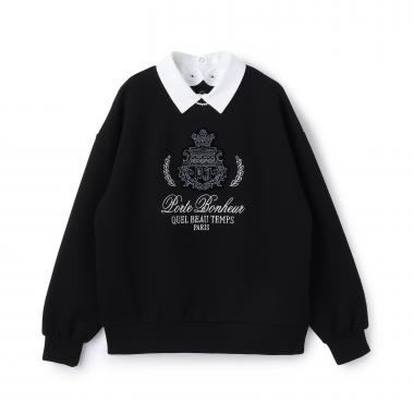 【130cmあり】衿つきエンブレム刺しゅうトップス