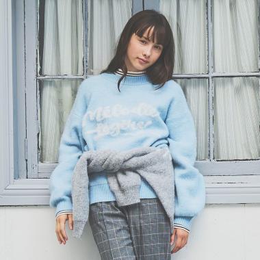 【130cmあり】ロゴジャカードニットプルオーバー