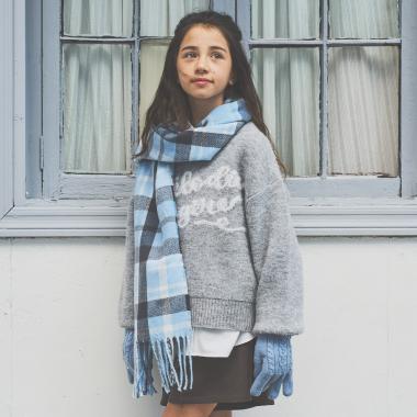 【静電気防止】カシミヤタッチチェックマフラー