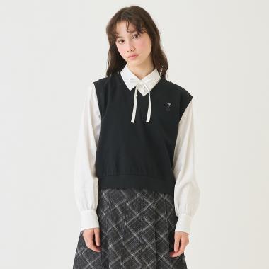 カットソーベスト＆刺しゅうブラウスセット