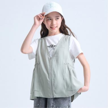 ペプラムジレ×インナーTシャツ