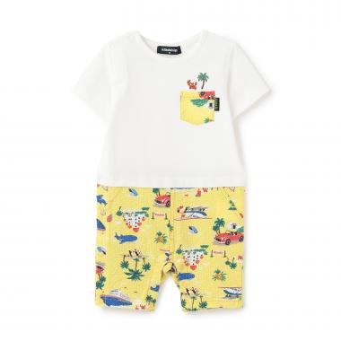 乗り物柄半袖カバーオール