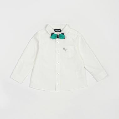 ネクタイつき恐竜刺しゅう長袖シャツ