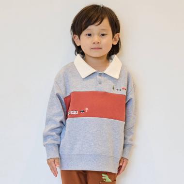 乗り物刺しゅうポロスウェット