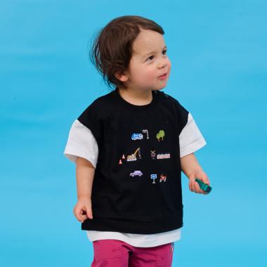 乗り物フェイクレイヤード半袖Tシャツ