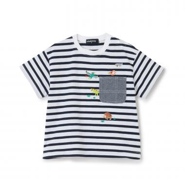 太古の生きものボーダー半袖Tシャツ