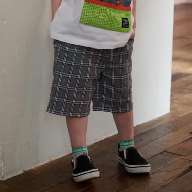 恐竜ワンポイントチェック5分丈パンツ