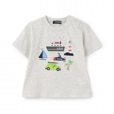 乗り物アップリケ半袖Tシャツ