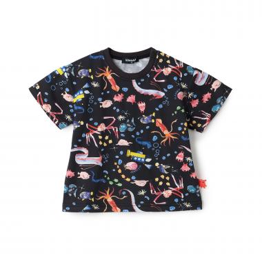 深海魚総柄半袖Tシャツ