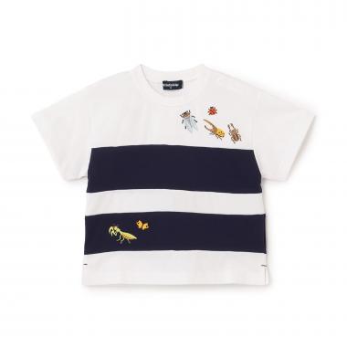 昆虫刺しゅう切替半袖Tシャツ