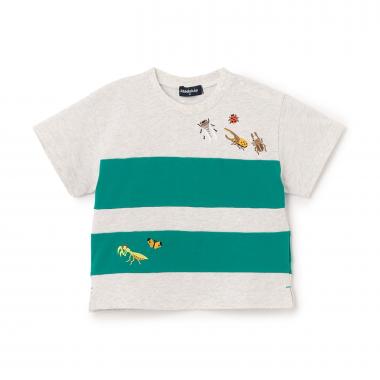 昆虫刺しゅう切替半袖Tシャツ