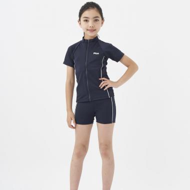 【FILA】ワンポイントパイピング 半袖フルZIPセパレートスクール水着