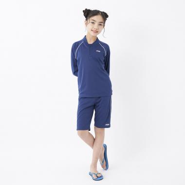 【SWIM】【FILA】ジェンダーレス水着 長袖ハーフZIPセパレートスクール水着