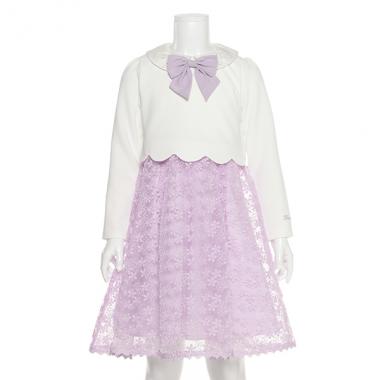 衿つきスカラップレースドッキングワンピース