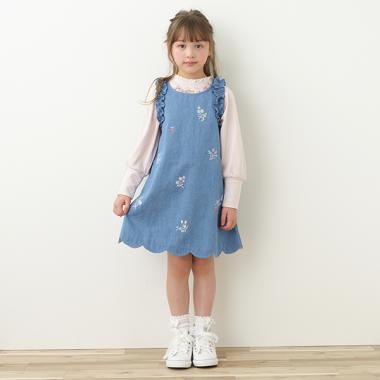 花刺しゅう裾スカラップジャンパースカート