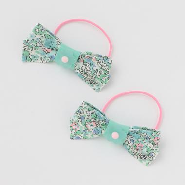 お花柄リボン　ヘアポニー　2個セット