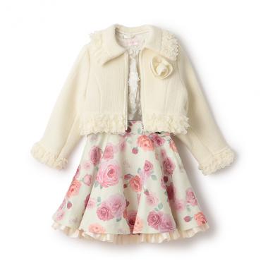 35th　ツィードジャケット＆バラ柄スカート　セットアップ